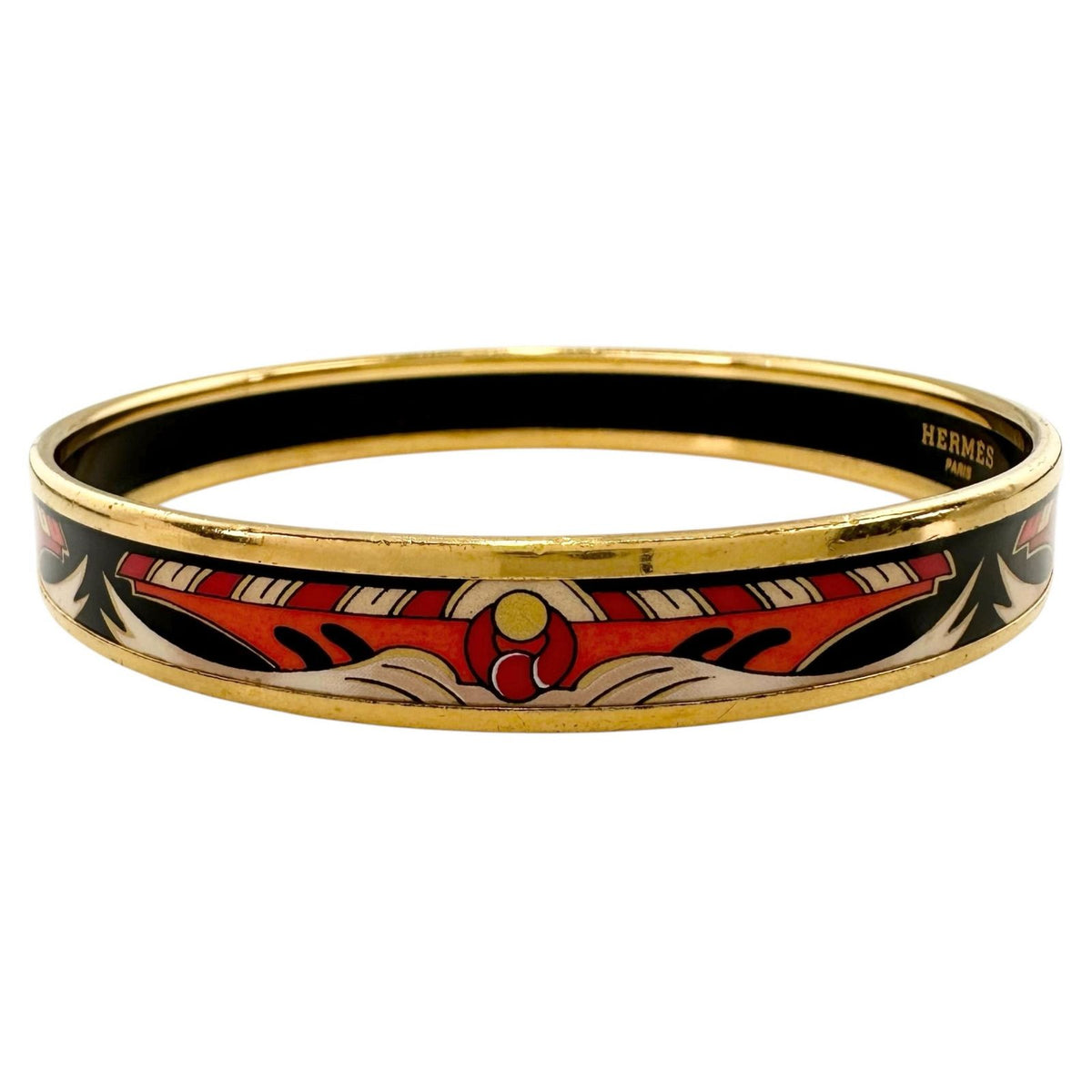Hermes Bangle Enamel Gold Plated Multicolor Cloisonne Bracelet — view 4