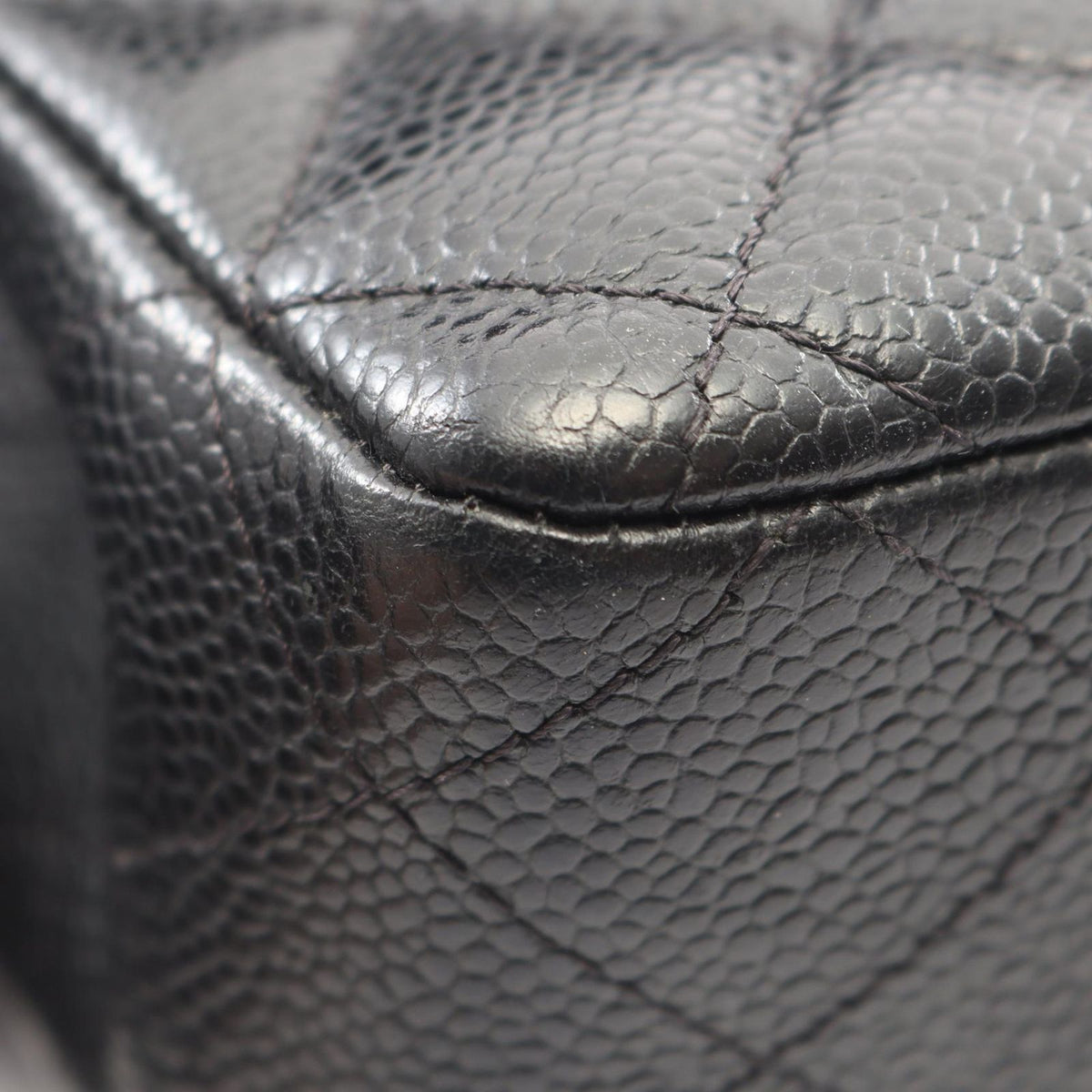 Chanel Shoulder Bag Quilted Double Flap Black Caviar Leather Chain — view 6