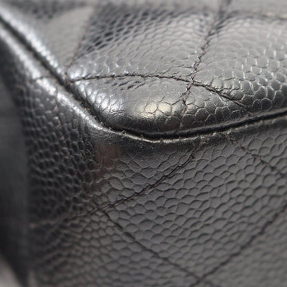 Chanel Shoulder Bag Quilted Double Flap Black Caviar Leather Chain — view 6