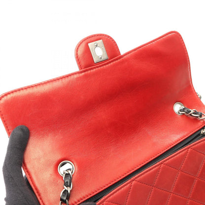Chanel Shoulder Bag Quilted Single Flap Bicolor Black Red Lambskin Chain — view 7