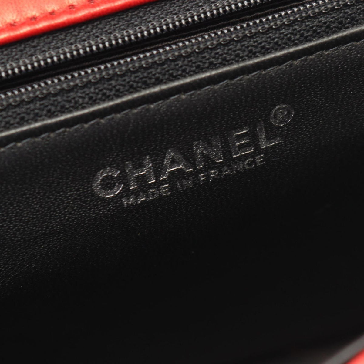 Chanel Shoulder Bag Quilted Single Flap Bicolor Black Red Lambskin Chain — view 4