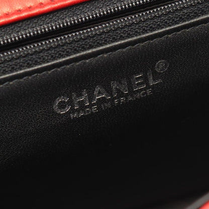 Chanel Shoulder Bag Quilted Single Flap Bicolor Black Red Lambskin Chain — view 4