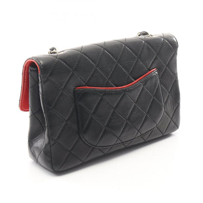 Chanel Shoulder Bag Quilted Single Flap Bicolor Black Red Lambskin Chain — view 2