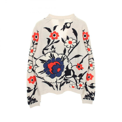Chanel Cardigan Floral Neck White Cashmere — view 2