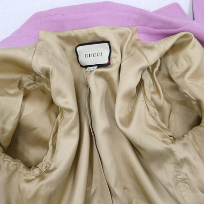 Gucci Single Tailored Short Jacket Pink Silk Wool — view 6