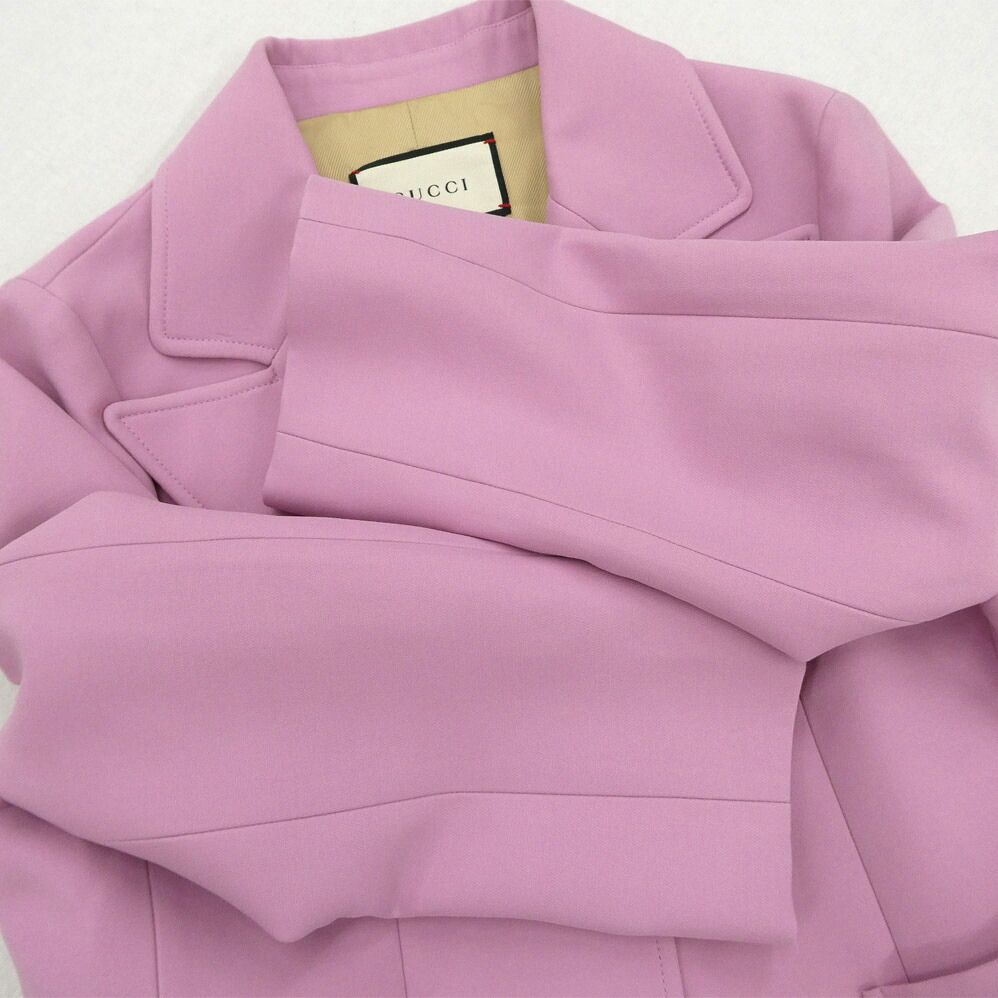 Gucci Single Tailored Short Jacket Pink Silk Wool — view 3
