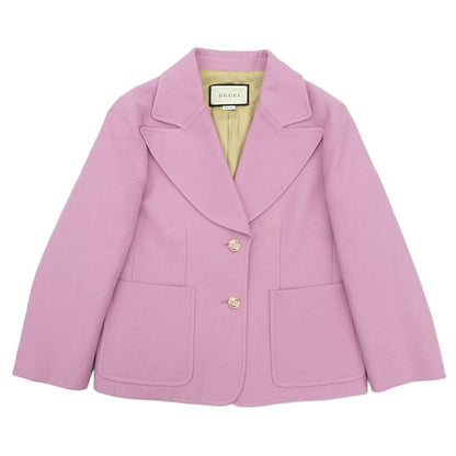 Gucci Single Tailored Short Jacket Pink Silk Wool
