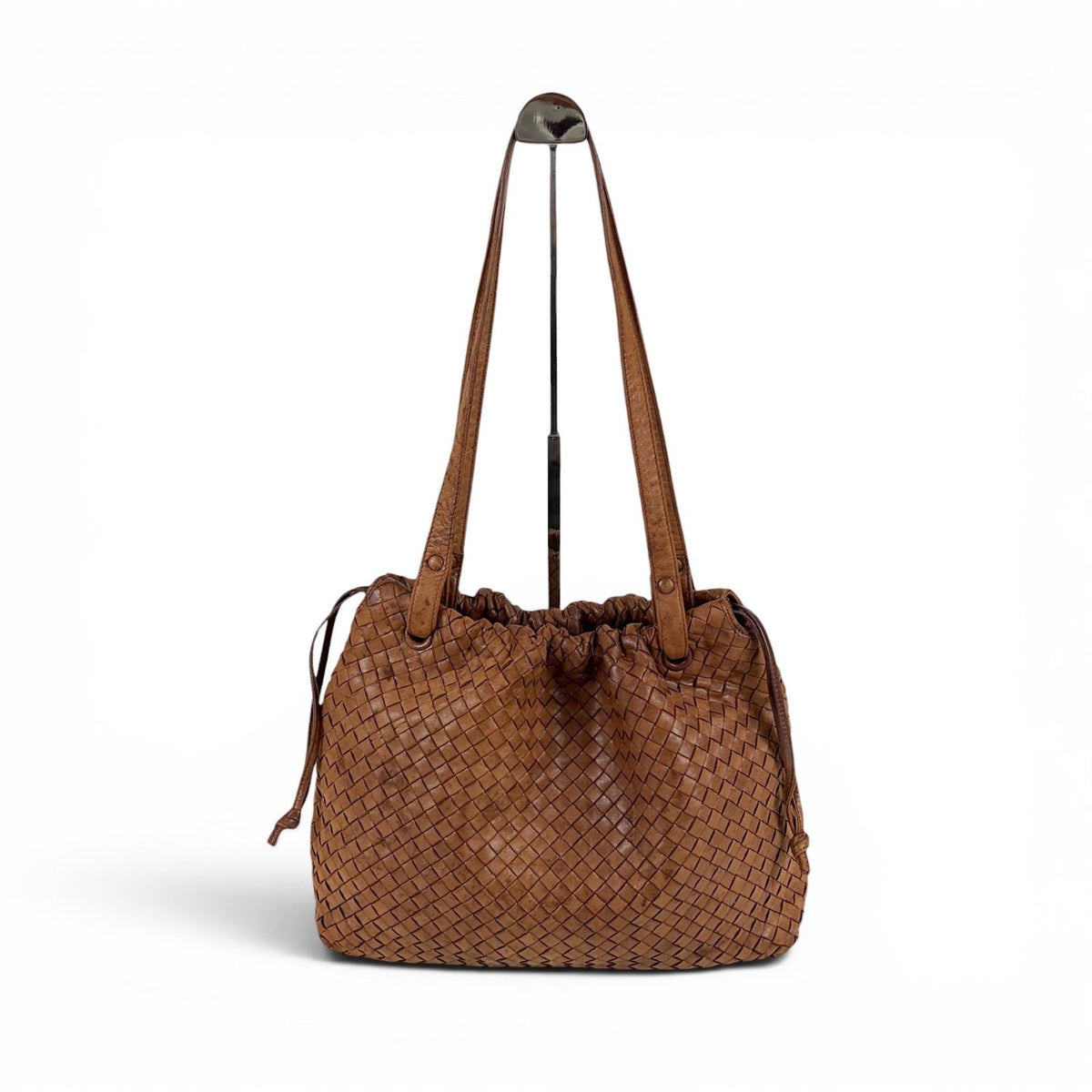 Bottega Veneta Intrecciato Leather Drawstring Shoulder Bag Mini Tote Brown — view 2