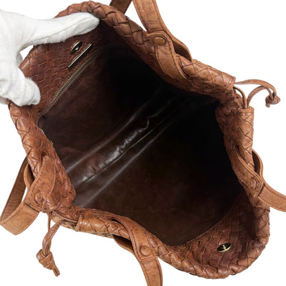 Bottega Veneta Intrecciato Leather Drawstring Shoulder Bag Mini Tote Brown — view 8