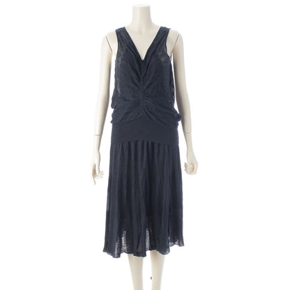Hermes Gaultier Era Transformation Sleeveless Knit Top Flare Skirt Set Navy 36