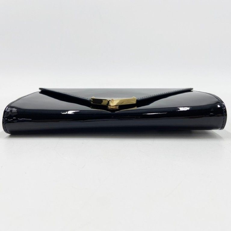 Prada Shoulder Bag Triangle Togo Black Patent Chain Gold — view 3