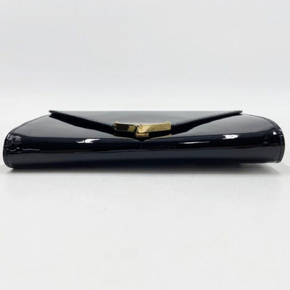 Prada Shoulder Bag Triangle Togo Black Patent Chain Gold — view 3