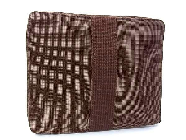 Hermes Clutch Herline Multi Case Brown Canvas Zip Around