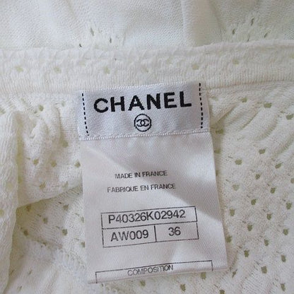 Chanel Sleeveless Crochet Knit Dress Mini Length 36 White CC Logo Button — view 3