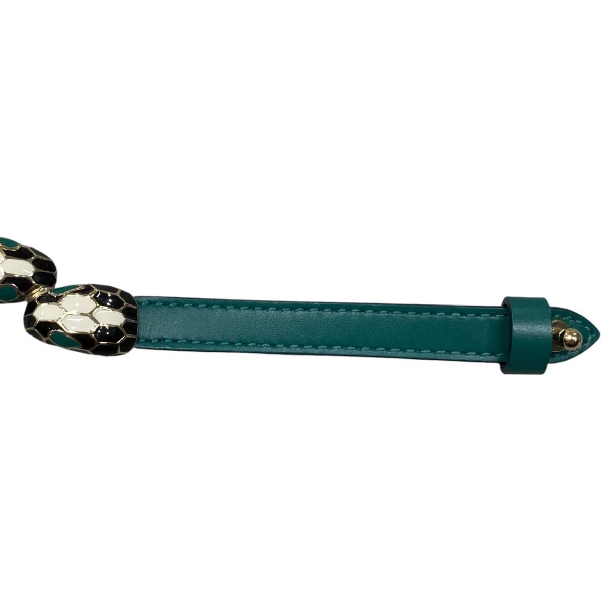 Bvlgari Bracelet Serpenti Forever Calf Leather Snakehead Emerald Green Gold — view 6