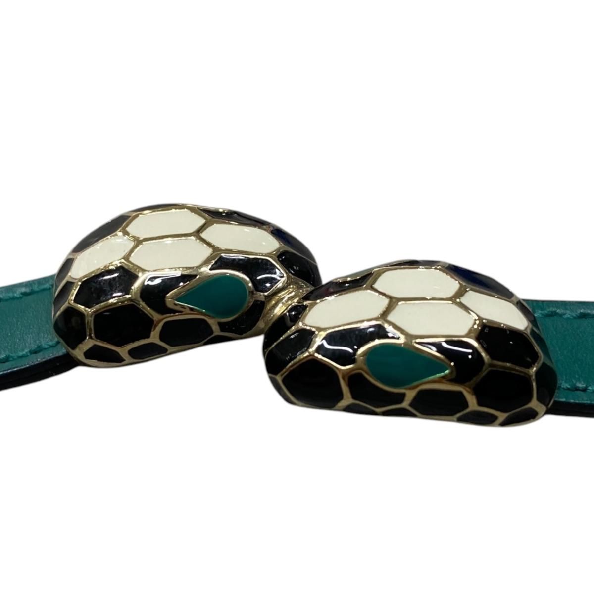 Bvlgari Bracelet Serpenti Forever Calf Leather Snakehead Emerald Green Gold — view 2
