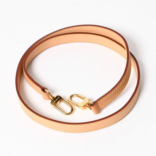 Louis Vuitton Shoulder Strap LV Logo Vachetta Leather Brown Gold