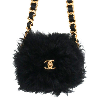 Chanel Shearling Fur Decoration Turnlock Chain Shoulder Bag