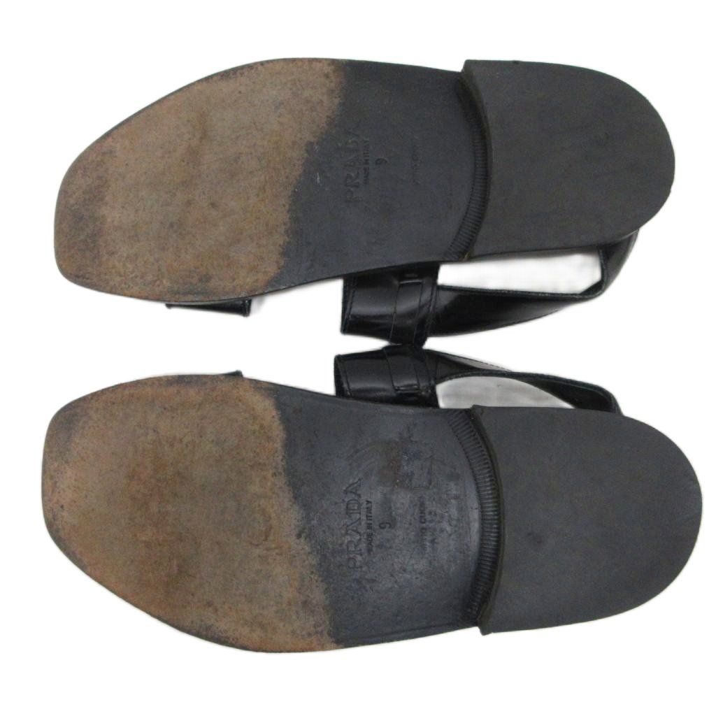 Prada Sandals Double Strap Leather Black 9 — view 7