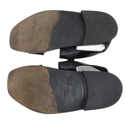 Prada Sandals Double Strap Leather Black 9 — view 7