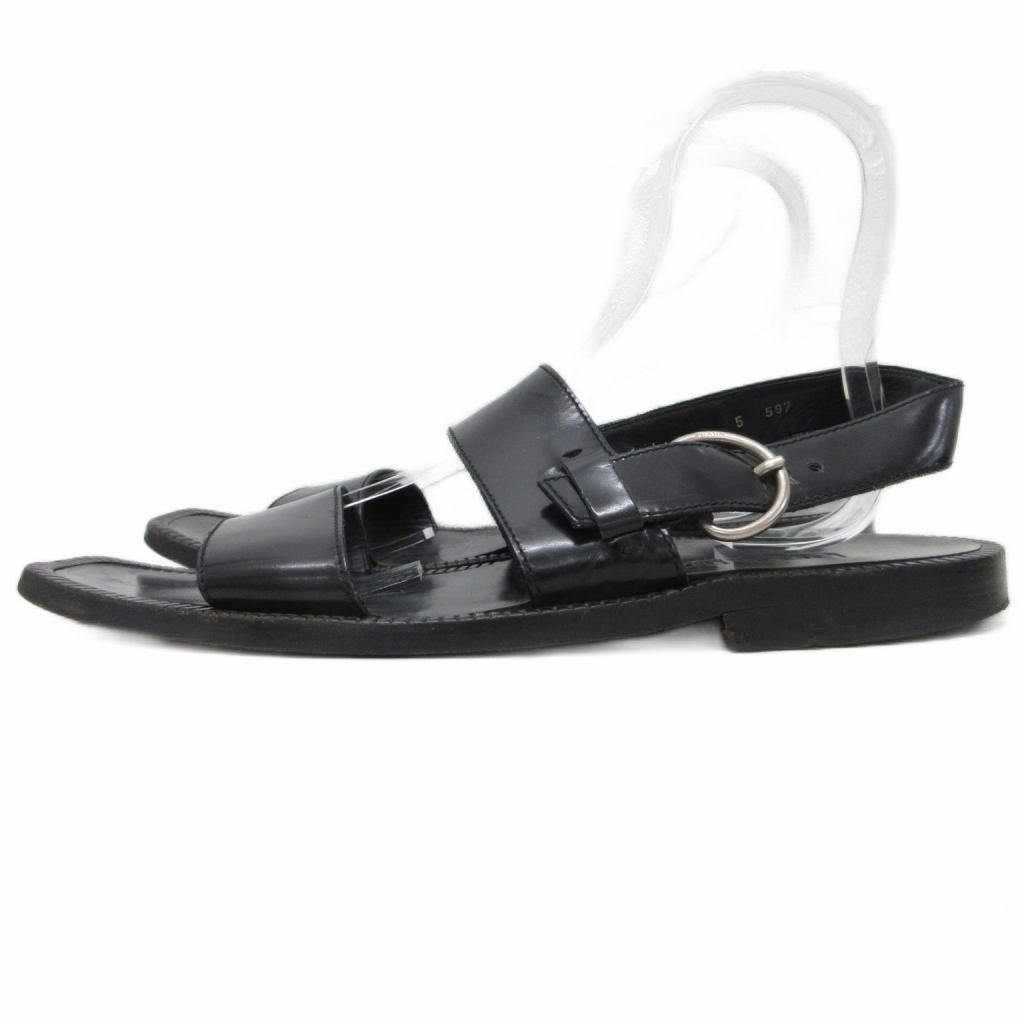 Prada Sandals Double Strap Leather Black 9 — view 2