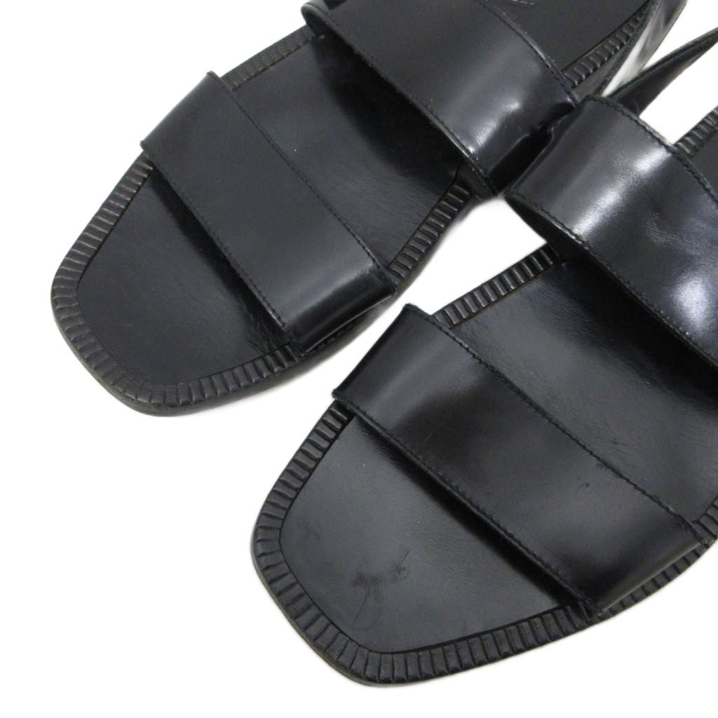 Prada Sandals Double Strap Leather Black 9 — view 5