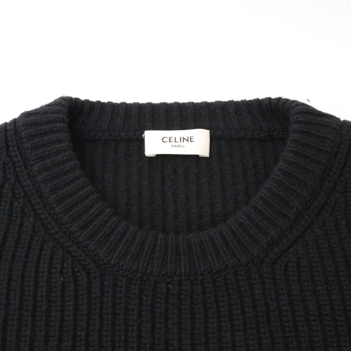 Celine Hedi Slimane Era Front Logo Oversize Crew Neck Knit Sweater — view 5