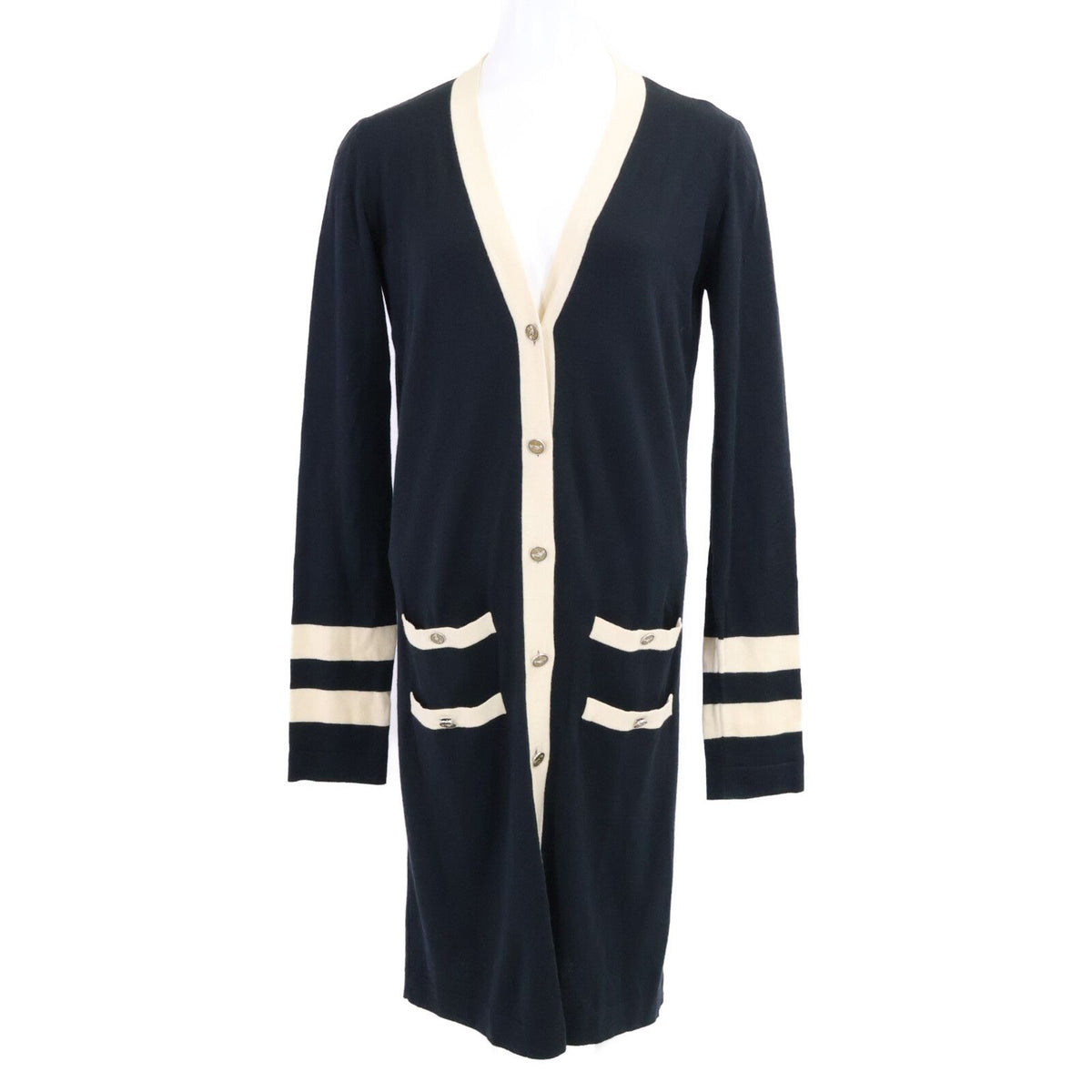 Chanel 08P CC Logo Handshake Cashmere Blend Long Cardigan 36