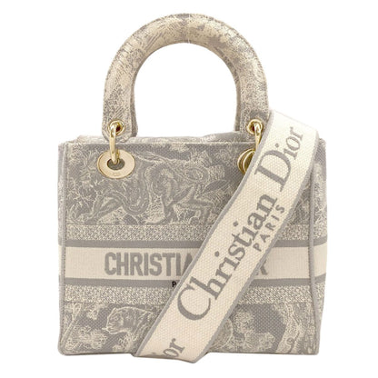 Dior Lady Dior D-Lite 2-Way Handbag Canvas