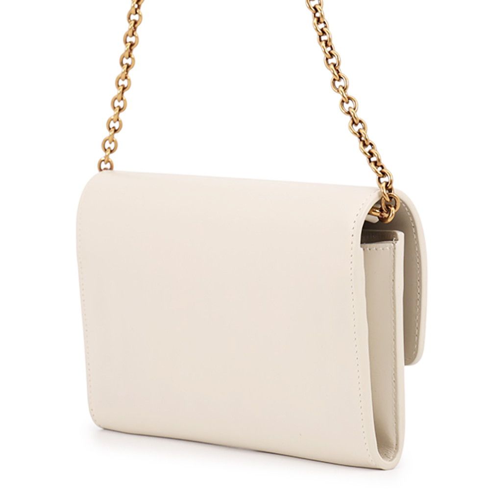 Saint Laurent Paris Chain Shoulder Bag Wallet Maillon Calfskin White — view 2