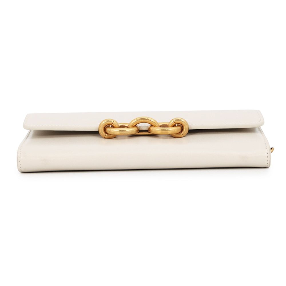 Saint Laurent Paris Chain Shoulder Bag Wallet Maillon Calfskin White — view 3