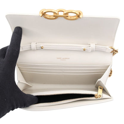 Saint Laurent Paris Chain Shoulder Bag Wallet Maillon Calfskin White — view 6