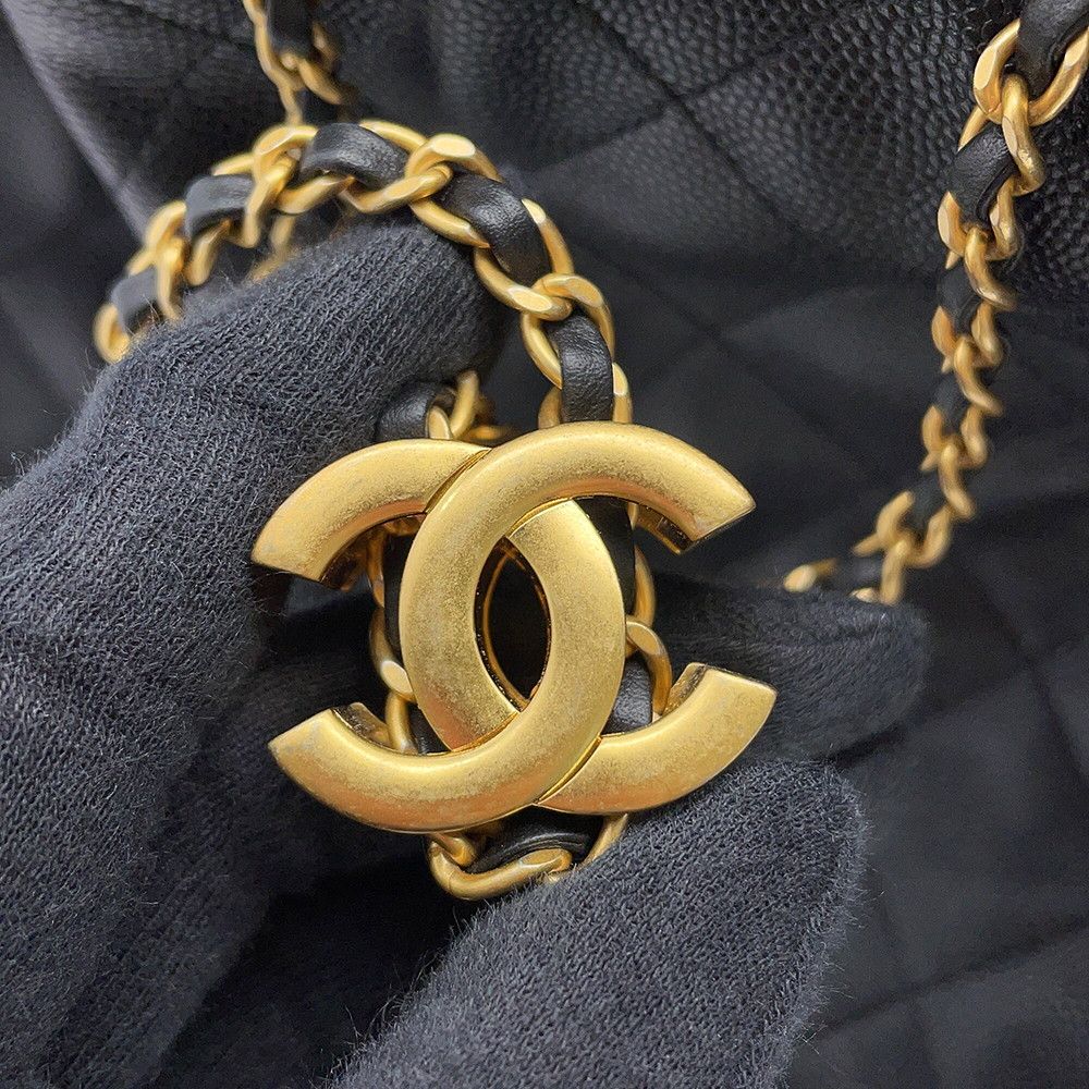 Chanel Backpack 25 Quilted CC Logo Caviar Leather — view 6