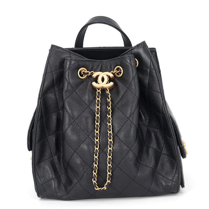 Chanel Backpack 25 Quilted CC Logo Caviar Leather