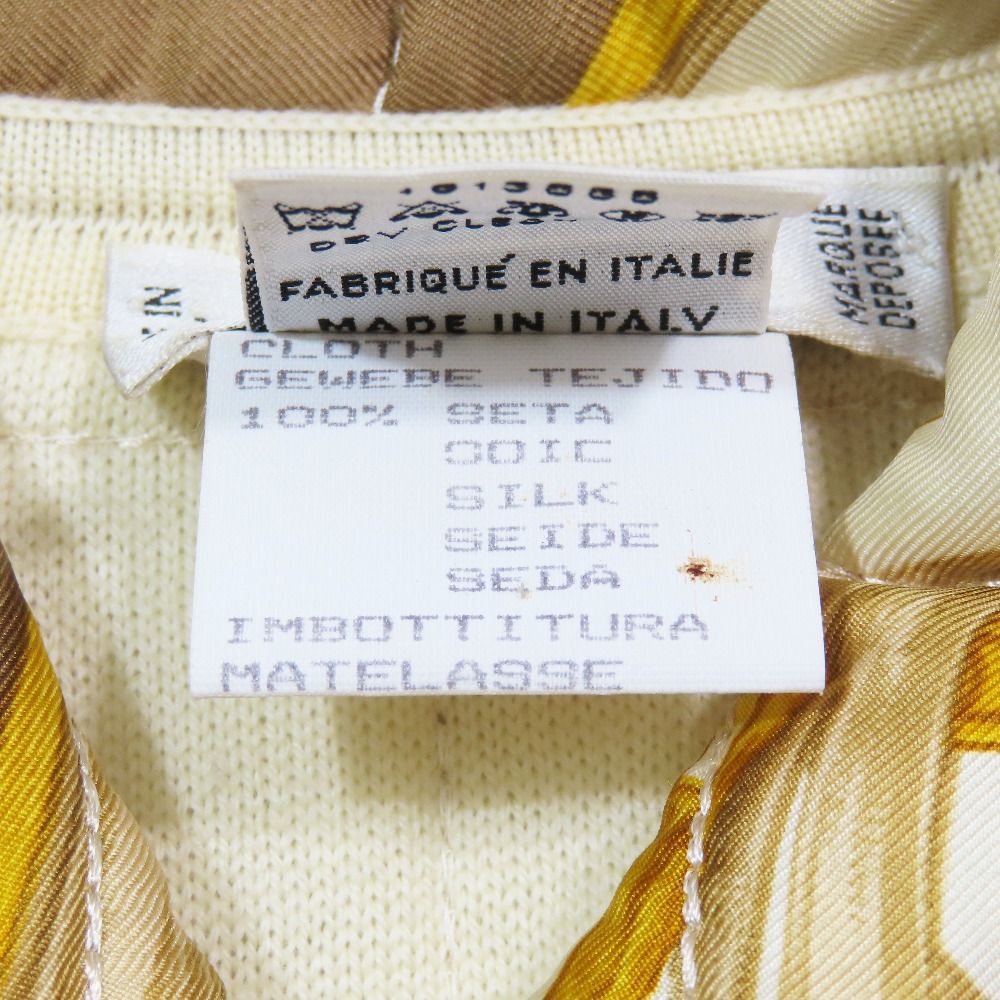 Celine Vintage Silk Quilted Coat Long Length Logo Horse Gear Motif Chain — view 8