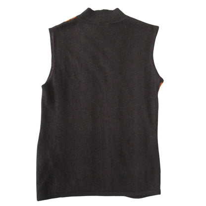 Hermes Bolduc Cashmere Silk Contrast Sleeveless Knit Sweater Top SM Dark Brown — view 2