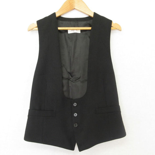 Celine Cashmere Flannel Gilet Vest 36 Black