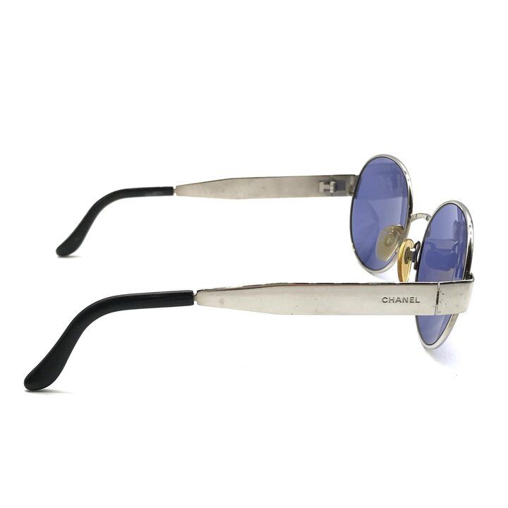 Chanel Logo Sunglasses Eyewear Blue Silver — view 5