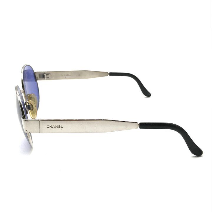 Chanel Logo Sunglasses Eyewear Blue Silver — view 3