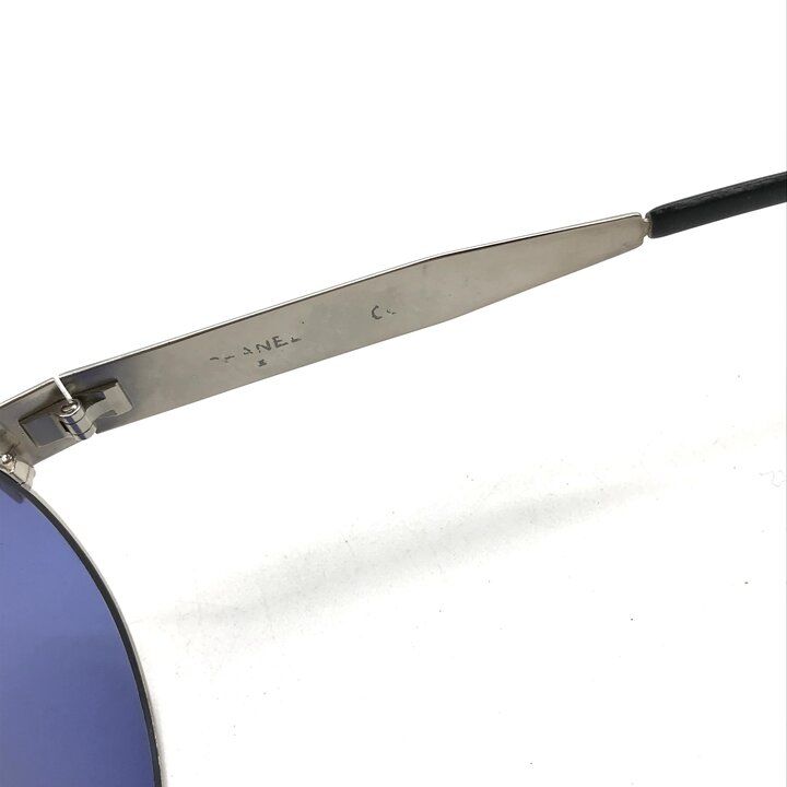 Chanel Logo Sunglasses Eyewear Blue Silver — view 7