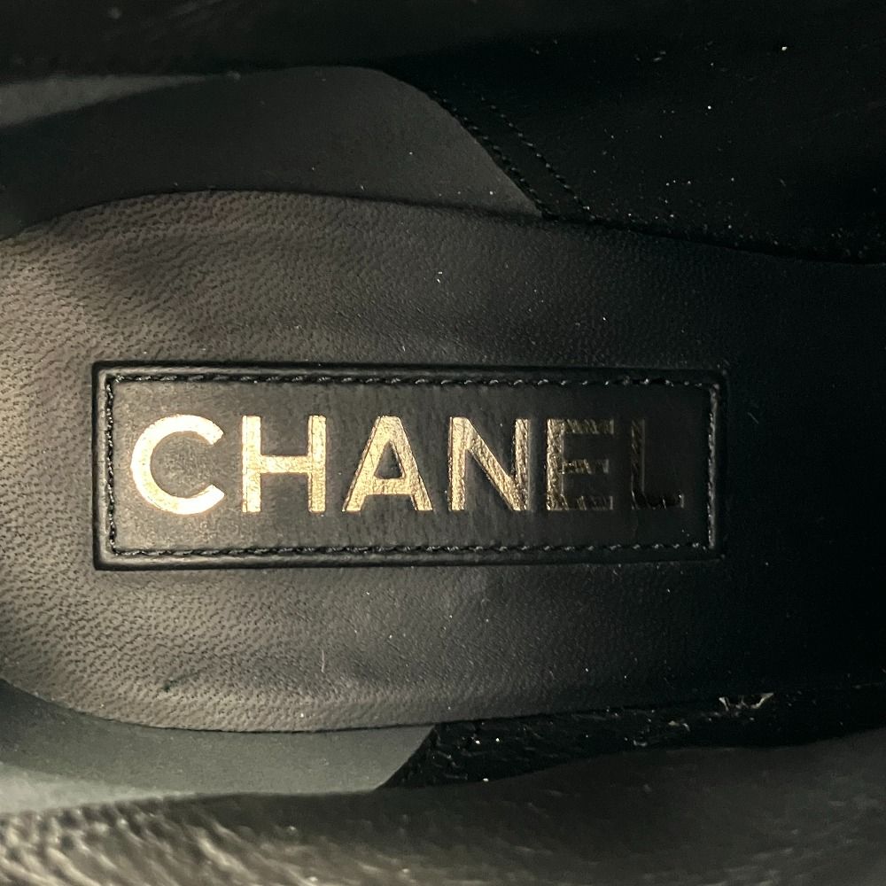 Chanel CC Logo Leather Ankle Boots Black 37.5 — view 7