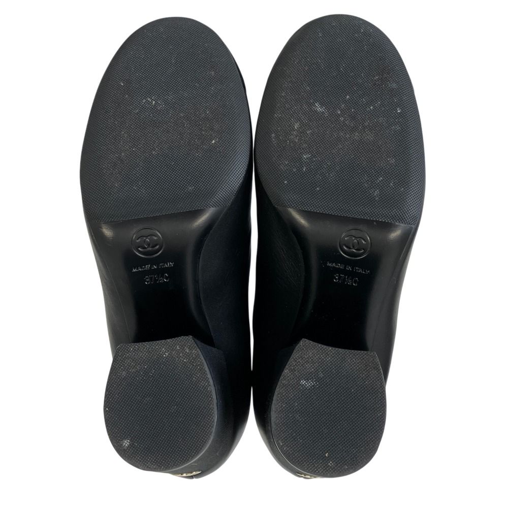 Chanel CC Logo Leather Ankle Boots Black 37.5 — view 5