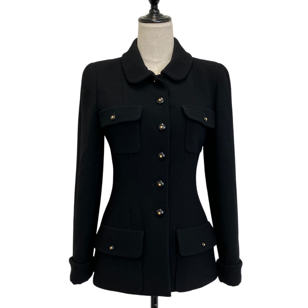 Chanel 95A Vintage CC Logo Button Tweed Jacket Skirt Set 38 Black — view 3