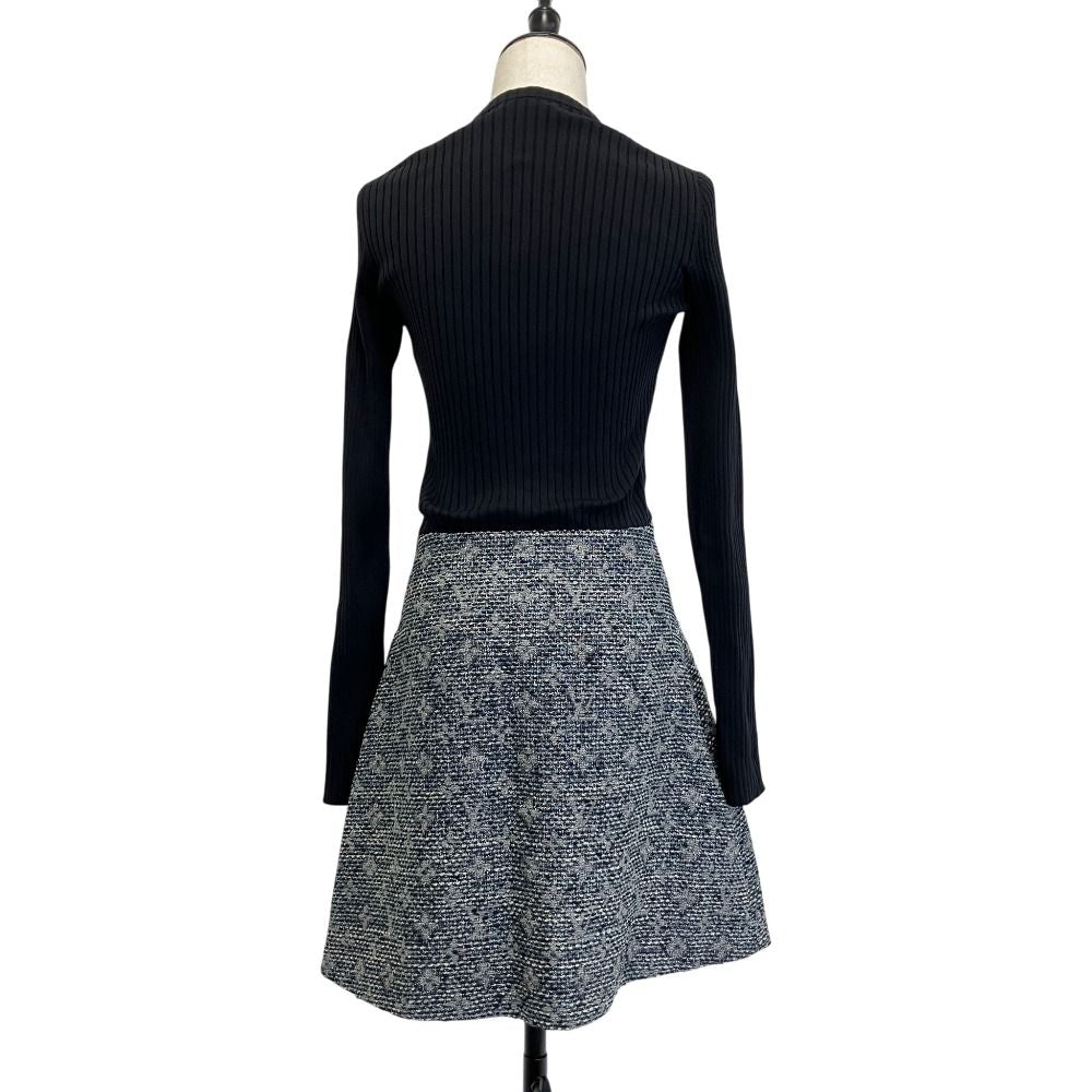 Louis Vuitton Monogram Tweed Knit Switch Front Zip Dress 36 Black — view 3