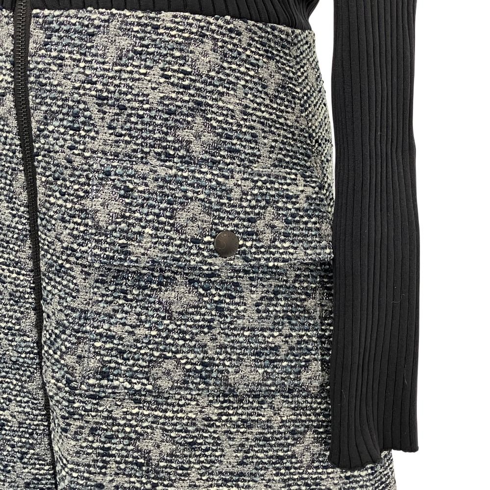 Louis Vuitton Monogram Tweed Knit Switch Front Zip Dress 36 Black — view 5