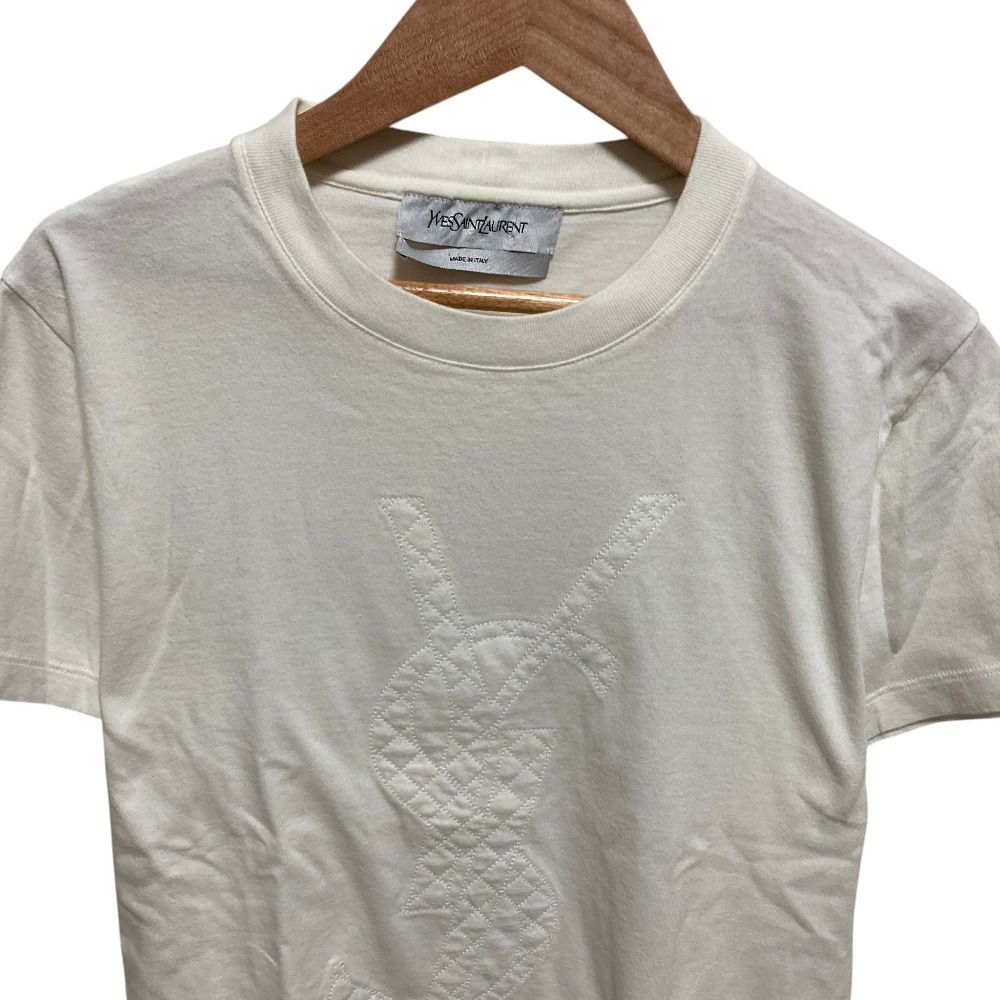 Saint Laurent Cassandra Logo Short Sleeve T-Shirt XS White — view 4
