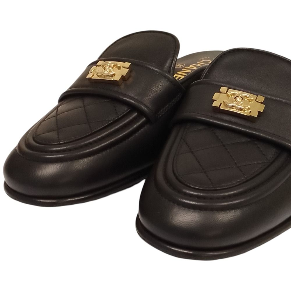 Chanel Boy Quilted Sandals Black 38 — view 7