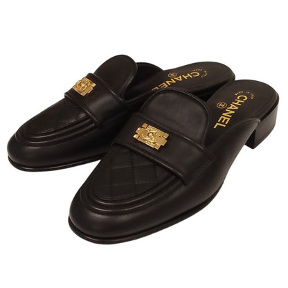 Chanel Boy Quilted Sandals Black 38