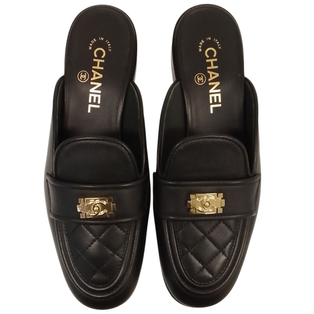 Chanel Boy Quilted Sandals Black 38 — view 2
