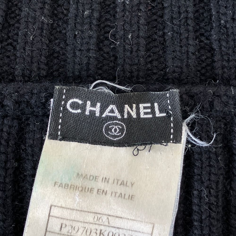 Chanel 100% Cashmere CC Logo Wide Rib Knit Zip Jacket 34 Black — view 7